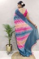 sari multicolore en georgette avec impression numérique