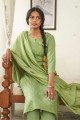 salwar kameez en rayonne brodée en vert