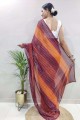 zari, tissage, sari multicolore georgette à impression numérique avec chemisier