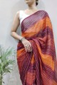 zari, tissage, sari multicolore georgette à impression numérique avec chemisier