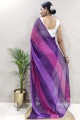 zari, tissage, sari en georgette à impression numérique multicolore avec chemisier