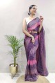 georgette zari, tissage, sari multicolore à impression numérique avec chemisier
