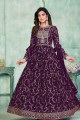 Embroidered Georgette Purple Anarkali Suit with Dupatta