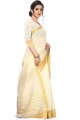 sari en coton avec tissage en blanc