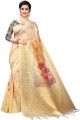 sari multicolore violet à impression numérique en soie avec chemisier