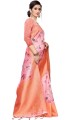 sari rose en soie à imprimé numérique avec chemisier