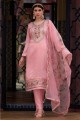salwar kameez en soie rose avec