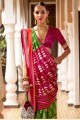 sari en soie patola multicolore avec imprimé