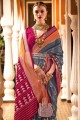 sari multicolore en soie patola avec imprimé