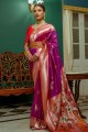 sari de mariage violet en soie zari