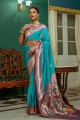 sari de mariage bleu sarcelle en soie avec zari