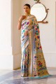 sari de mariage en soie firozi avec zari, tissage