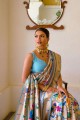 sari de mariage en soie firozi avec zari, tissage