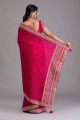 sari rose à paillettes georgette avec chemisier