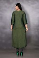 Rayon Kurti with Embroidered in Green