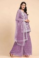 Costume Sharara violet en georgette brodée