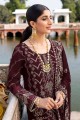 Wine Red Georgette Embroidered Palazzo Suit with Dupatta
