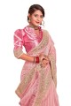 sari en tissu rose avec brodé