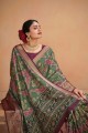 Sari en soie Tussar à impression numérique multicolore avec chemisier