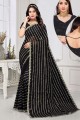 digital print georgette sari in black with blouse