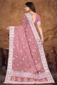 dusty pink sari with weaving organza