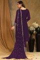 straight suit in wine  faux georgette with