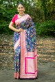 zari silk sari in blue