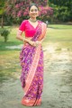 zari silk sari in purple