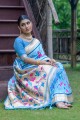 firozi  zari banarasi raw silk sari
