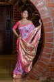 banarasi raw silk purple sari in zari