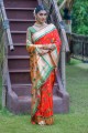 red sari in zari banarasi raw silk