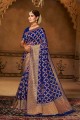 sari bleu en georgette tissée