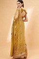 mustard  sari in sequins lycra