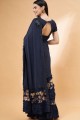 lycra blue sari in sequins