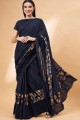 lycra blue sari in sequins