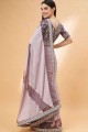 silk embroidered mauve  sari with blouse