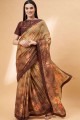 beige  sequins,embroidered sari in georgette