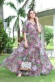 multicolor gown dress in georgette with printed