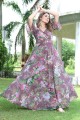 multicolor gown dress in georgette with printed