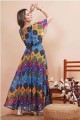 Robe robe en georgette imprimée multicolore avec dupatta