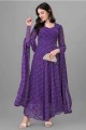 purple printed georgette gown dress
