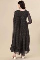 printed georgette gown dress in black