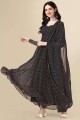 printed georgette gown dress in black