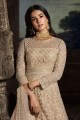 net anarkali suit in cream  with embroidered