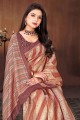 Impression numérique sari en soie d’art multicolore