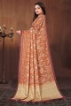 art silk sari in dusty rose  with digital print