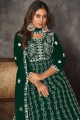 Costume Anarkali en filet brodé vert