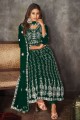 Costume Anarkali en filet brodé vert