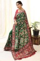sari en coton à impression numérique en vert