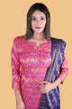 salwar kameez en coton rose avec tissage
